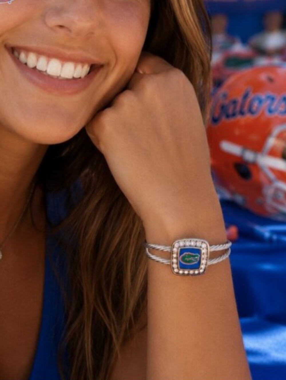 UF Florida Gators Silver Crystal Bracelet University of Florida Fan Jewelry